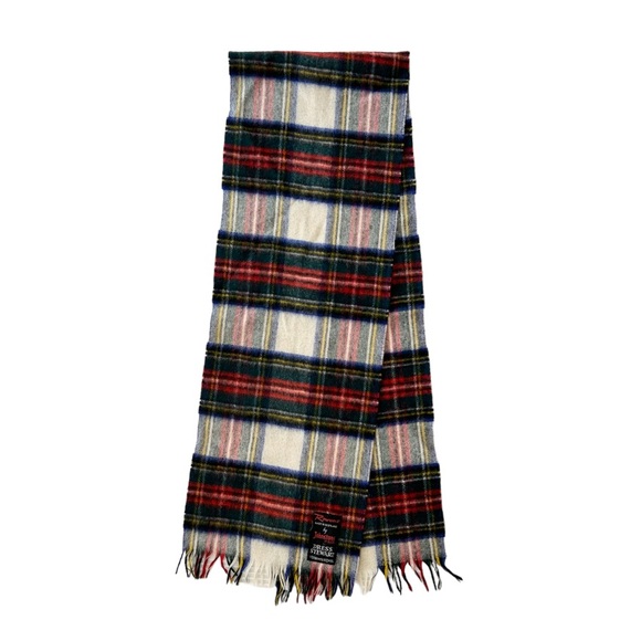 Johnstons of Elgin Cashmere / Wool Tartan Scarf Dress Stewart - Picture 1 of 10